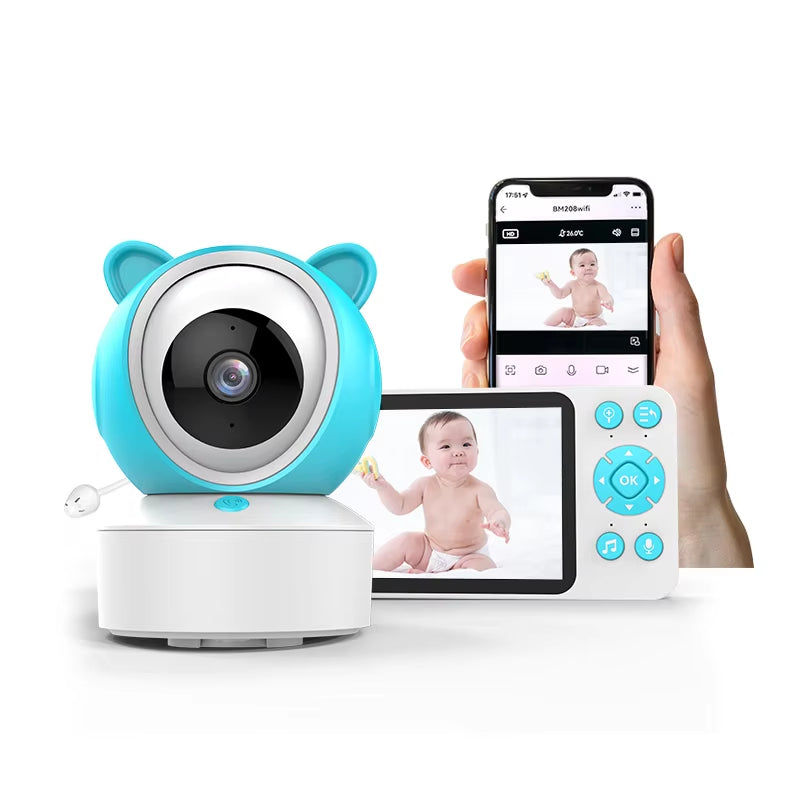 5" Tuya Smart Wifi Feeding Reminder Temperature Motion Sound Detection APP View Control Audio Video Baby Monitors Camera 1080P