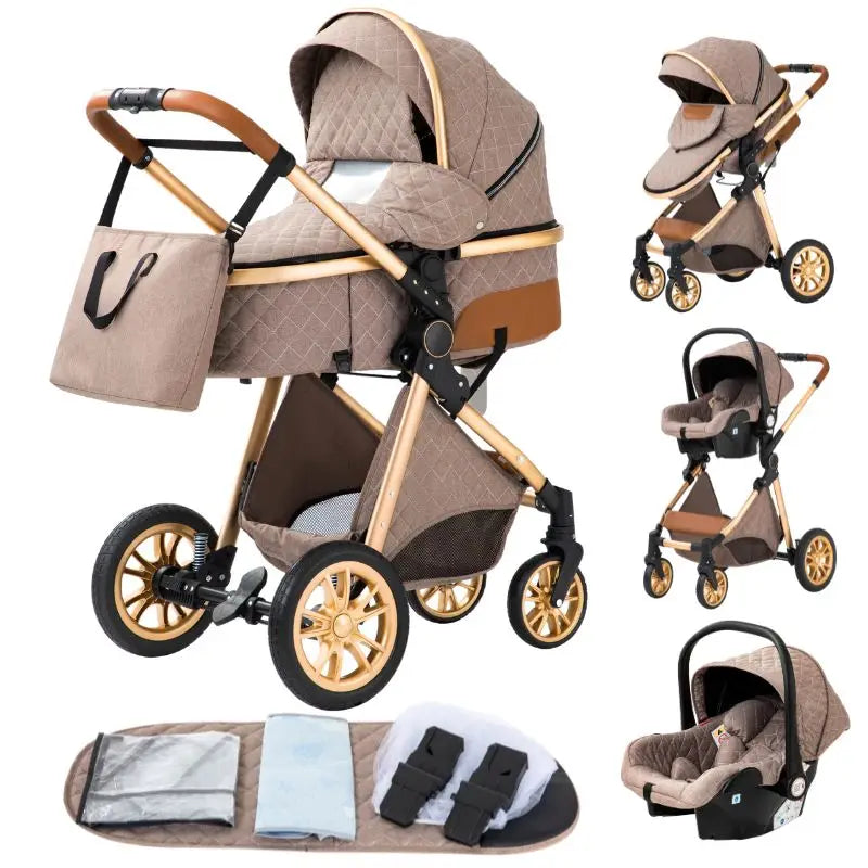 Baby Stroller 3 In1,Four Wheel Stroller,2 in 1 Baby Car,Lightweight Strollers,Mutifunction Strollers,Baby Carriage,Poussette