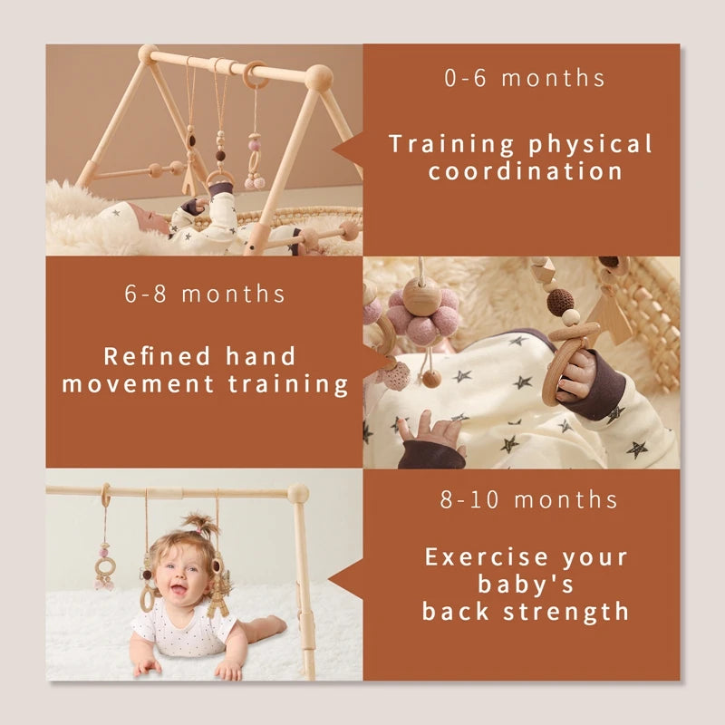 1 Set of Wooden Baby Gym Newborn Activity Fitness Stand Baby Pendant Crib Decoration Baby Accessories Rattle Toy Gifts for Baby