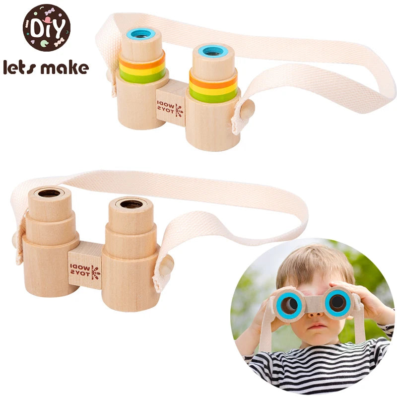 Let'S Make 1Pc Wooden Fashion Telescope Camera Baby Toys Wood Pendants Montessori Toys for Baby Wooden Blocks Nursing Present