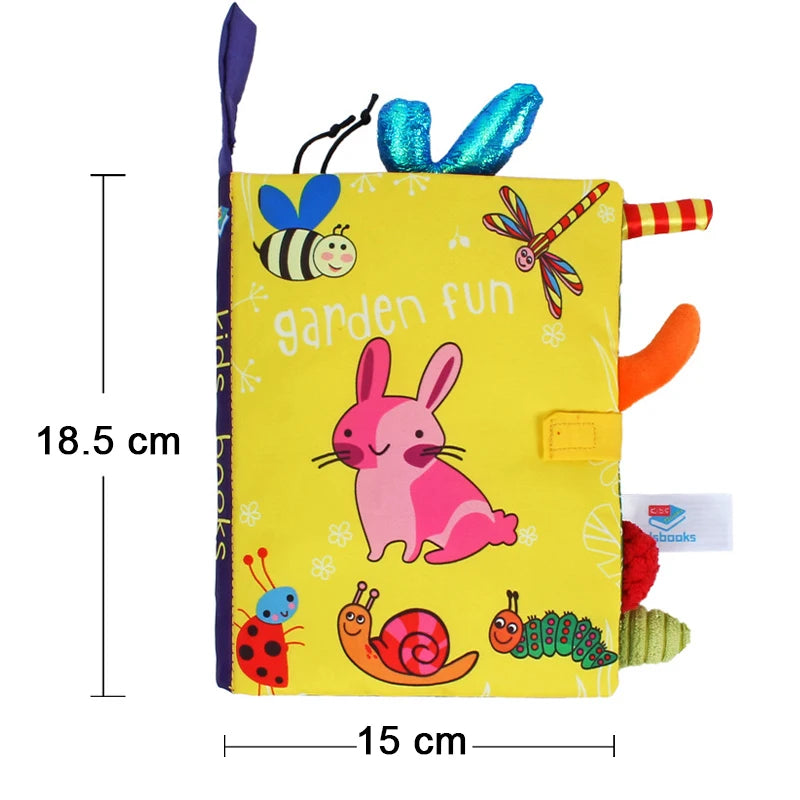 New Baby Toys Cartoon Animals Tail Baby Cloth Book Educational Ringed Paper Cloth Book Toys Enlightenment Baby Toys 0 12 Months