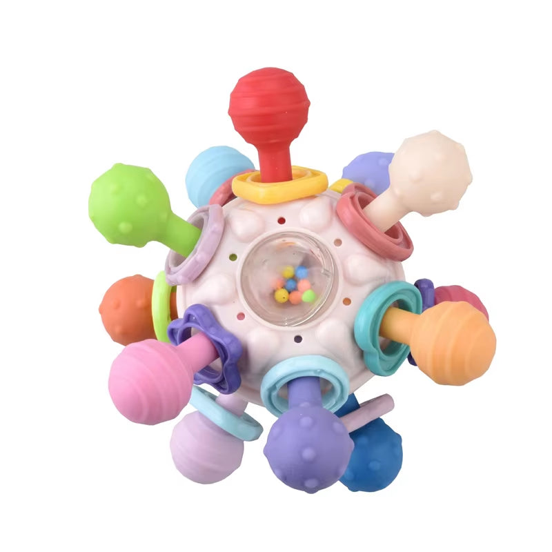 Baby Toys 6 12Month Sensory Ball Baby Rattles Activity Ball Infant Grab Spin Rattle Educational Silicone Teether Toys for Babies