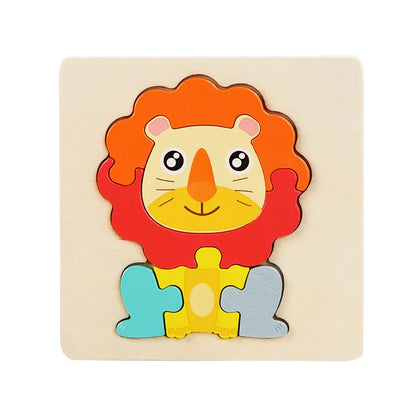 3D Wooden Puzzle Baby Toys Montessori Cartoon Animals Kids Puzzle Baby Game Jigsaw Puzzle Educational Toys for Babies