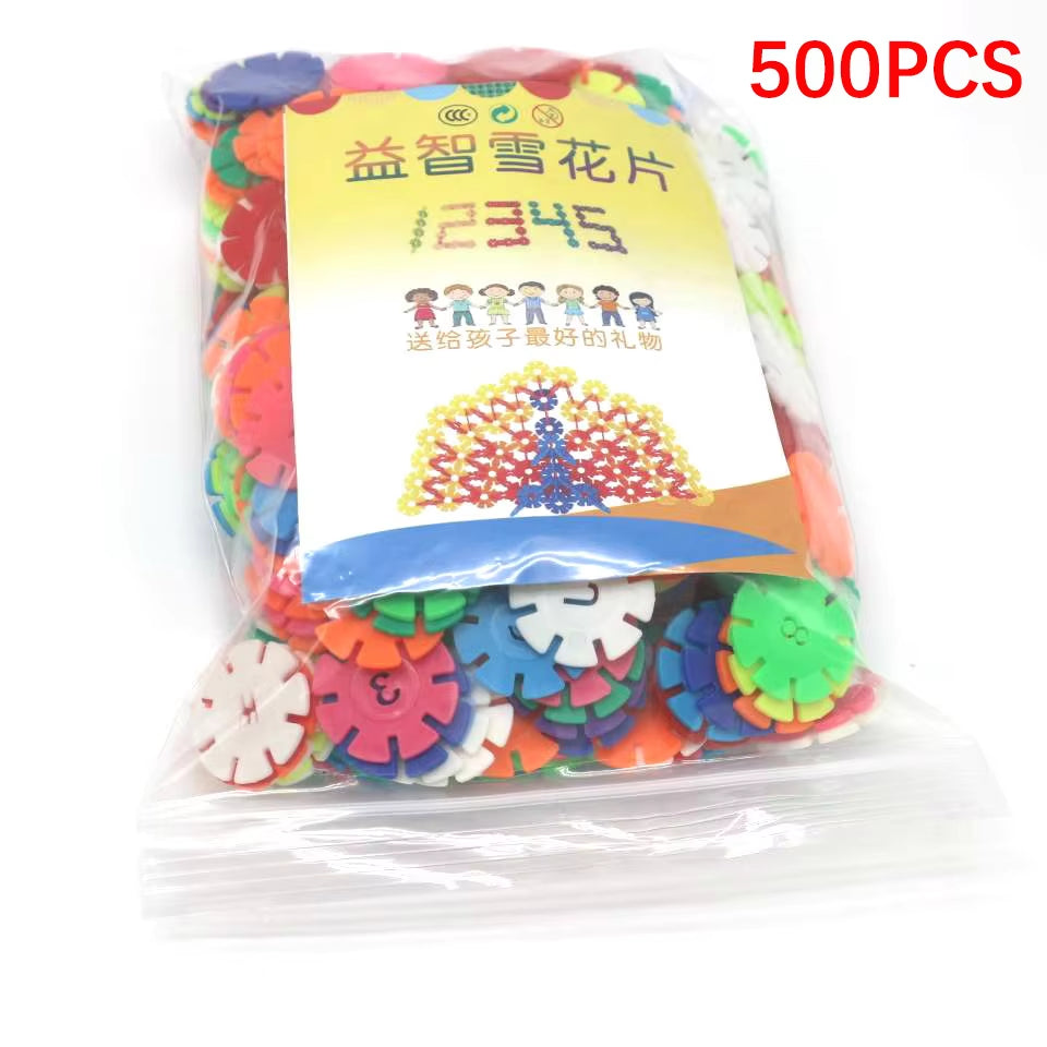 500Pcs/Pack Building Blocks Children'S Plastic ABS Snowflake Shape Kids Educational Toy Assemblage Colorful Model Building Kit