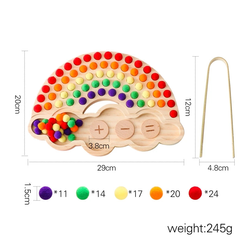 Montessori Toys Rainbow Board Clamp Ball Toy Wooden Baby Toy Hand and Foot Coordination Toy Baby Tolor Recognition Toy Gift