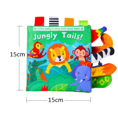 New Baby Toys Cartoon Animals Tail Baby Cloth Book Educational Ringed Paper Cloth Book Toys Enlightenment Baby Toys 0 12 Months