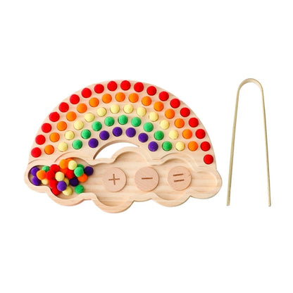 Montessori Toys Rainbow Board Clamp Ball Toy Wooden Baby Toy Hand and Foot Coordination Toy Baby Tolor Recognition Toy Gift