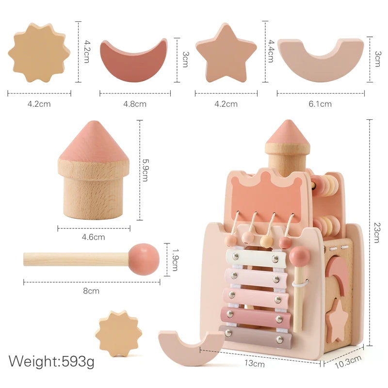 Baby Wooden Montessori Toys Rocket Blocks Building Stacking Puzzle Game Infant Early Education Hand-Eyes Coordination Toys Gifts