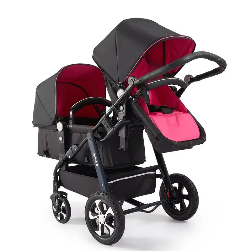 Luxury Twin Baby Stroller,High Landscape Pram,Folding Carriage,Twins Stroller Baby Car,Double Seat Strollers,Lying and Seating