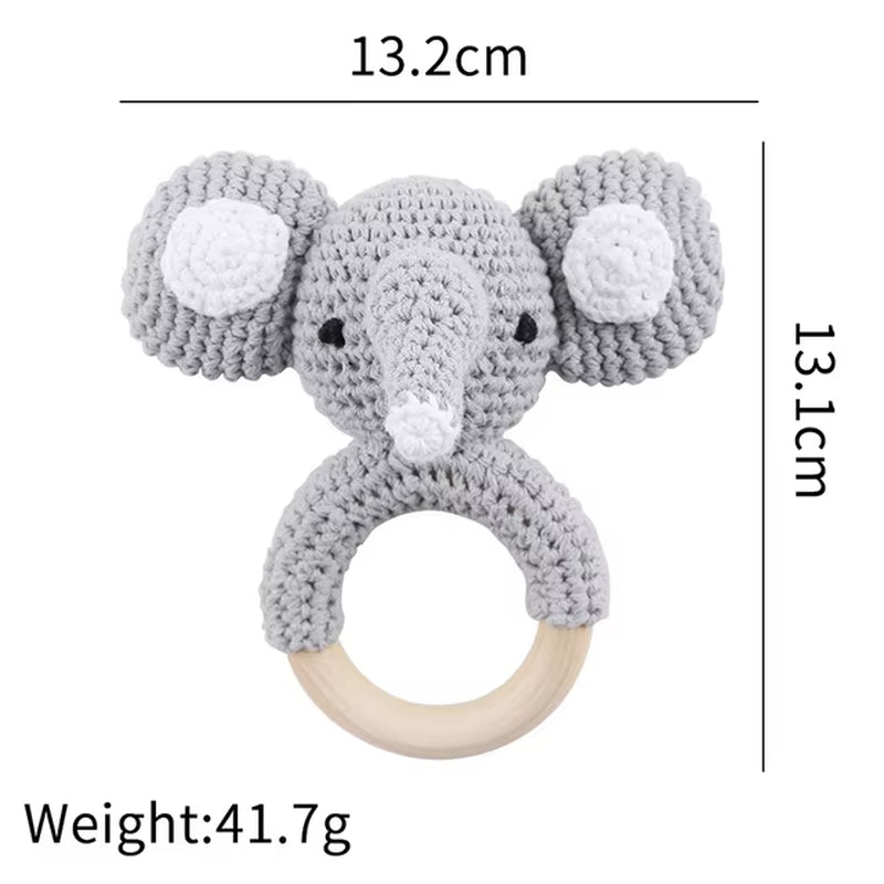 Baby Toys 1Set Crochet Amigurumi Elephant Owl Rattle Bell Custom Newborn Pacifier Clip Montessori Toy Educational Baby Rattle