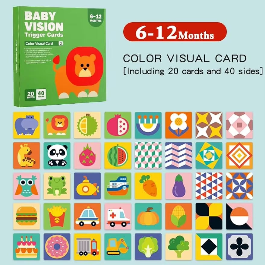 Montessori 0-12Month Baby Vision Stimulation Cards Black and White Contrast Cards Stimulate Newborn Visual Early Learning Toys