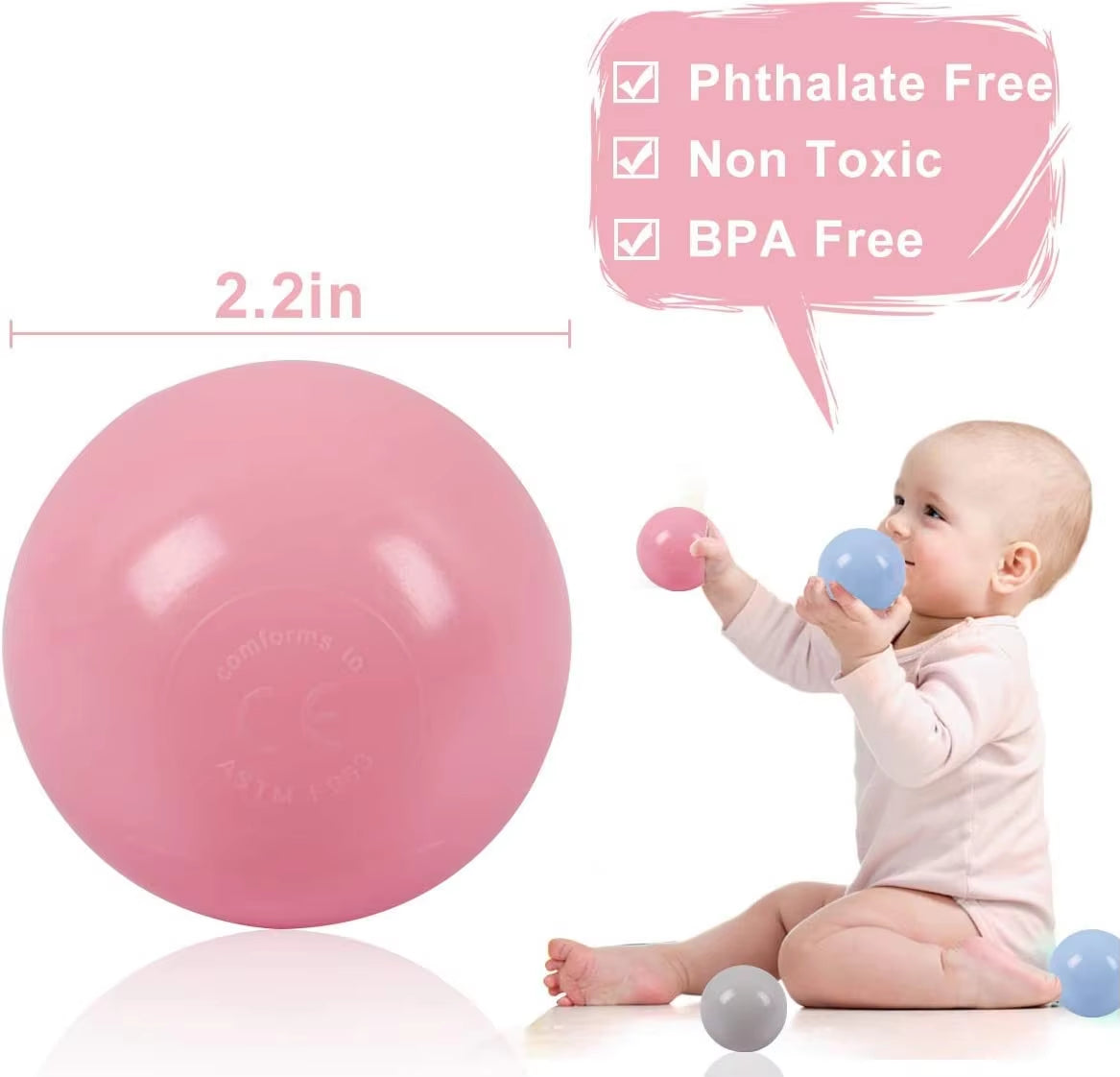 50Pcs 55MM Baby Plastic Balls Water Pool Ocean Ball Games for Children Swim Pit Play House Outdoors Sport Ball Tents Baby Toys