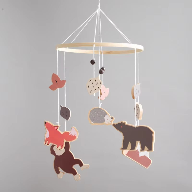 Baby Crib Mobiles Rattles Music Educational Toys Bed Bell Newborn Mobile Bed Bell Bracket Baby Toys Wooden Bed Bell Accessories