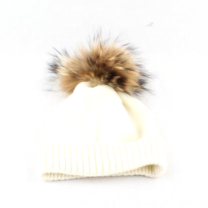 Baby Hat Soft Wool Beanie Real Fur Pompom Winter Hat for Children Girls Boys Warm Knitted Kids Hats New