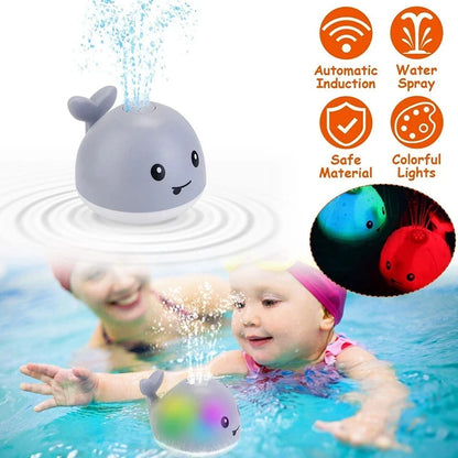 Baby Light up Bath Toys Whale Automatic Sprinkler Bathtub Toys Kids Infant Swim Pool Bathroom Toys Gifts with Music LED Light