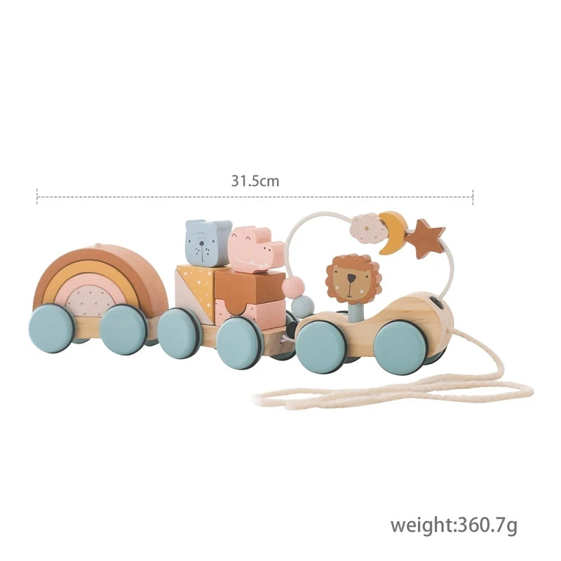 Wooden Train Birthday Toy Montessori Toys Baby Educational Toys Wooden Trolley Baby Learning Toys Number of Wood Baby'S Toys