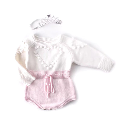 0-24M Winter Kids Baby Girls Boys Bodysuits Knitting Long Sleeve Wool Princess Triangle Jumpsuit Toddler Kid'S Clothing