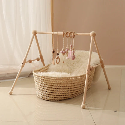 1 Set of Wooden Baby Gym Newborn Activity Fitness Stand Baby Pendant Crib Decoration Baby Accessories Rattle Toy Gifts for Baby