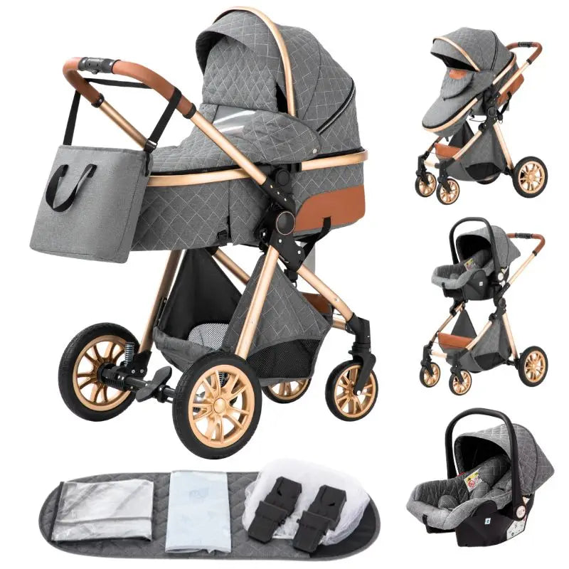 Baby Stroller 3 In1,Four Wheel Stroller,2 in 1 Baby Car,Lightweight Strollers,Mutifunction Strollers,Baby Carriage,Poussette