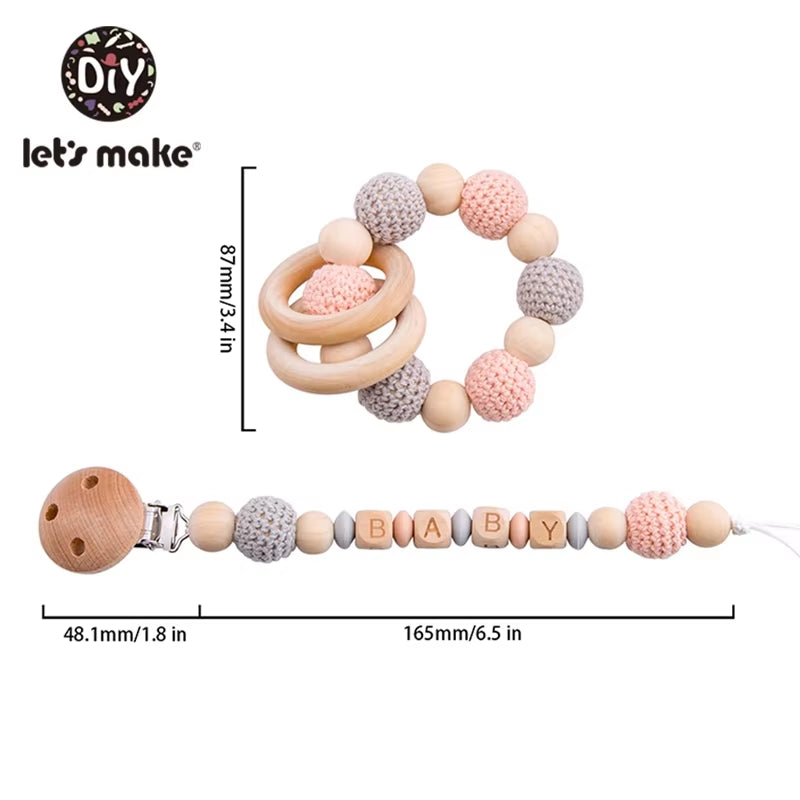 Baby Toys 1Set Crochet Amigurumi Elephant Owl Rattle Bell Custom Newborn Pacifier Clip Montessori Toy Educational Baby Rattle