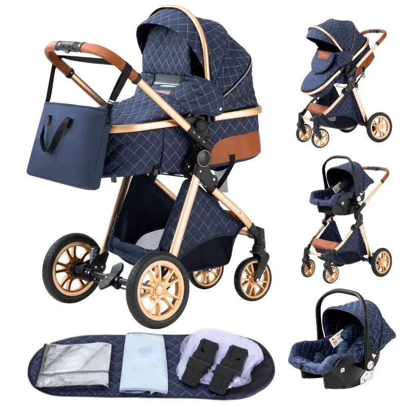 Baby Stroller 3 In1,Four Wheel Stroller,2 in 1 Baby Car,Lightweight Strollers,Mutifunction Strollers,Baby Carriage,Poussette