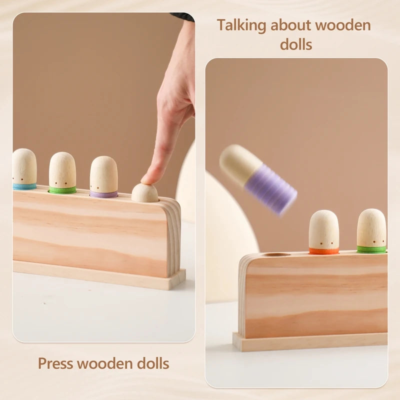 Baby Toys Wooden Little Man Toy Color Recognition Toy Wooden Little Jumping Toy Hand and Foot Coordination Toy Baby Gifts