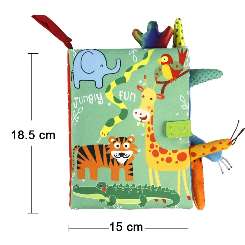 New Baby Toys Cartoon Animals Tail Baby Cloth Book Educational Ringed Paper Cloth Book Toys Enlightenment Baby Toys 0 12 Months