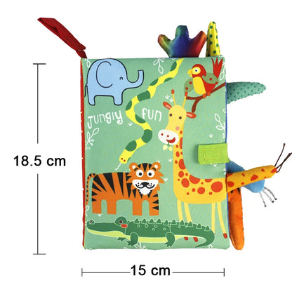 New Baby Toys Cartoon Animals Tail Baby Cloth Book Educational Ringed Paper Cloth Book Toys Enlightenment Baby Toys 0 12 Months