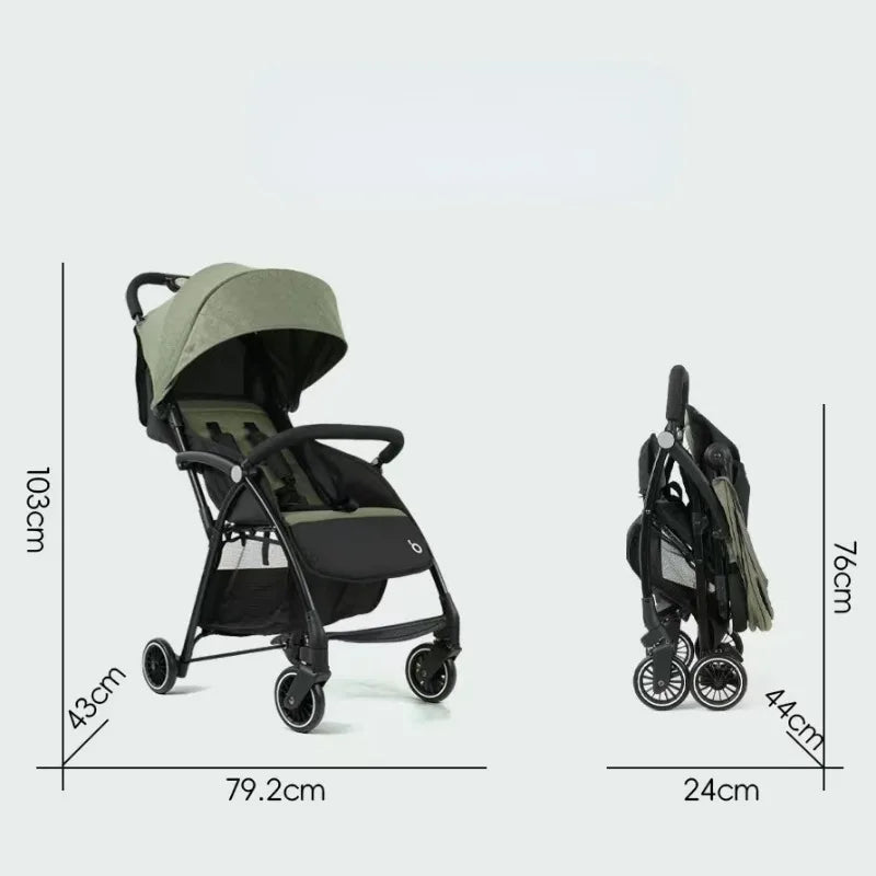 Portable Baby Strollers with Four Wheels, Pushchair, Go Out to Walk Baby Lightweight Stroller Adjustable Backrest Baby Carriage