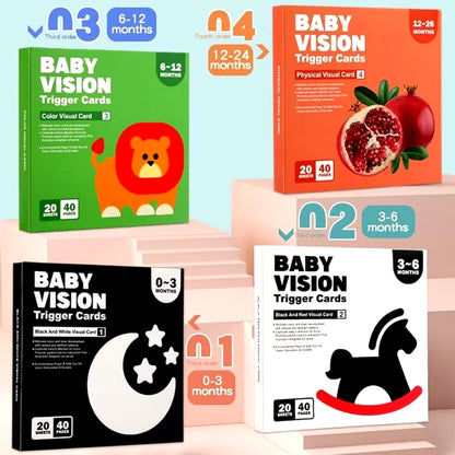 Montessori 0-12Month Baby Vision Stimulation Cards Black and White Contrast Cards Stimulate Newborn Visual Early Learning Toys