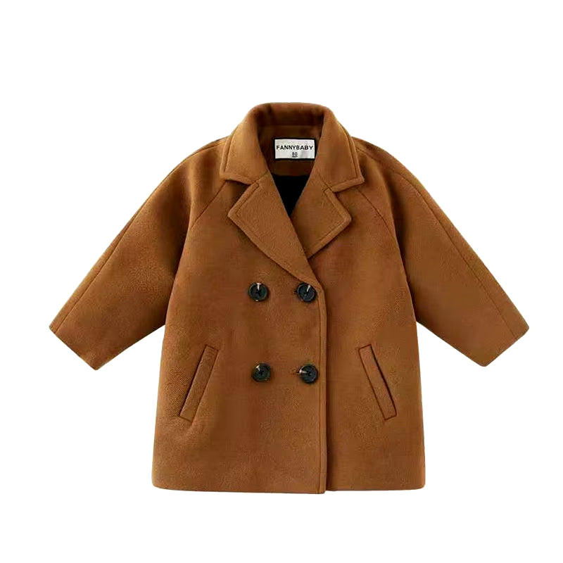 Kids Winter Grid Jackets Baby Boy Trench Coat Lapel Autumn Kids Outerwear Coats Wool Coat Overcoat